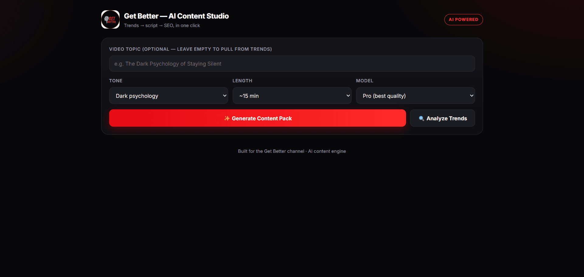 GetBetter · AI Content Studio